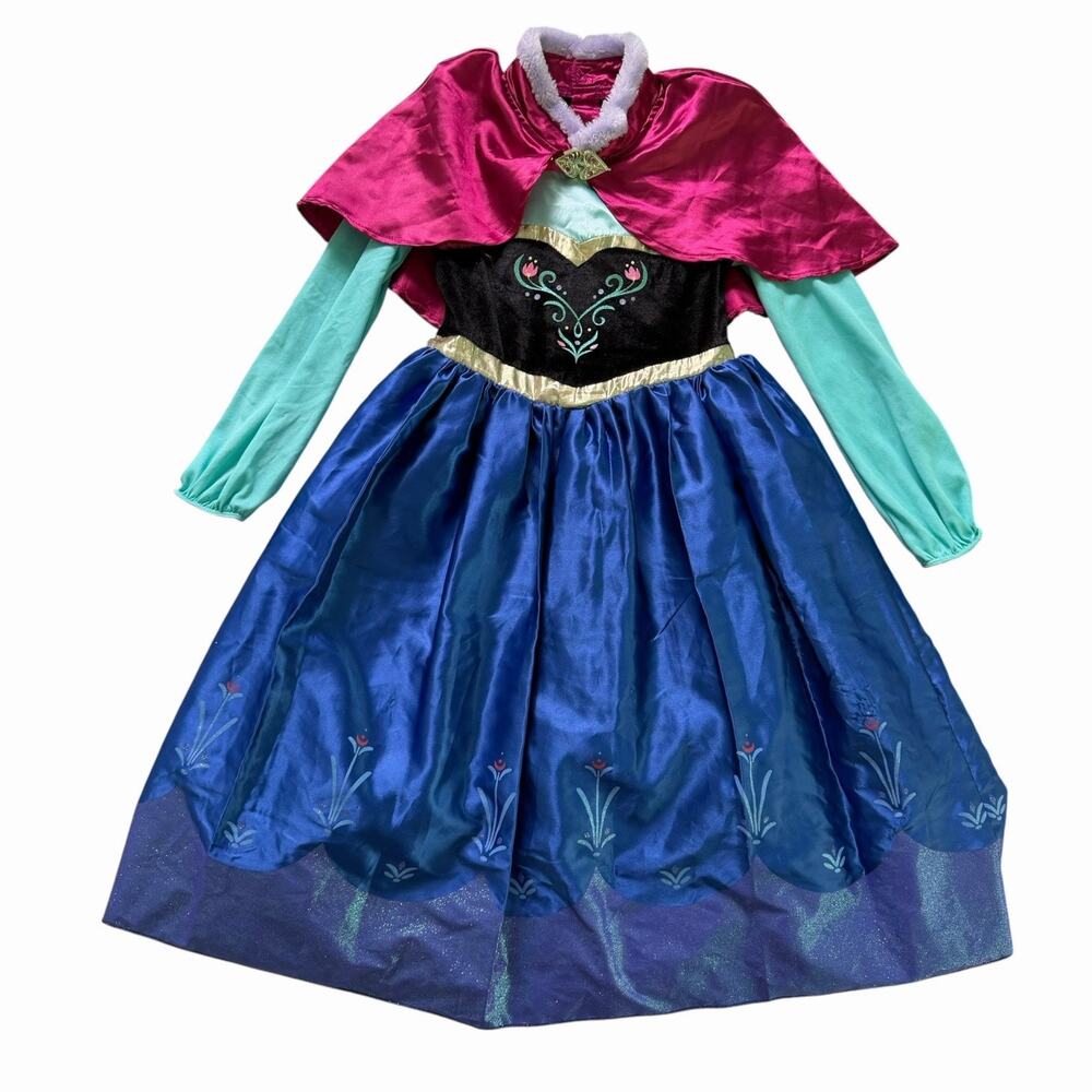 Disney Frozen Anna Costume Dress Girls 5/6 Deluxe Princess Dress Up Halloween